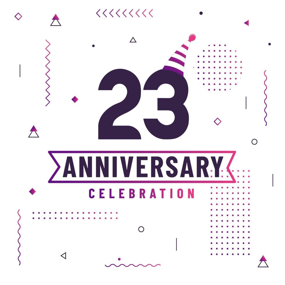 23 years anniversary greetings card, 23 anniversary celebration background free vector. vector