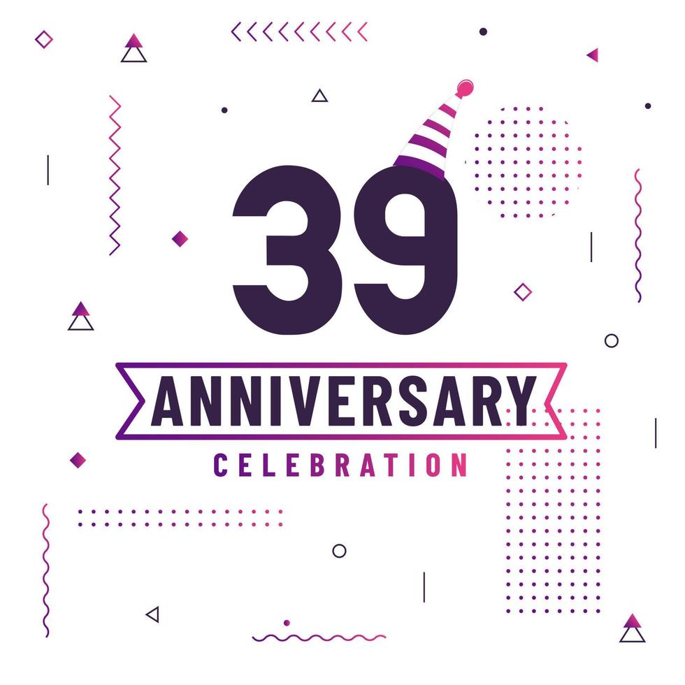 39 years anniversary greetings card, 39 anniversary celebration background free vector. vector