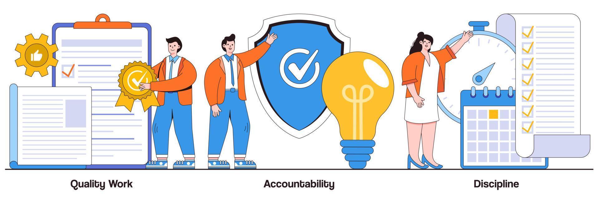 Quality Work, Accountability, and Discipline Illustrated Pack vector