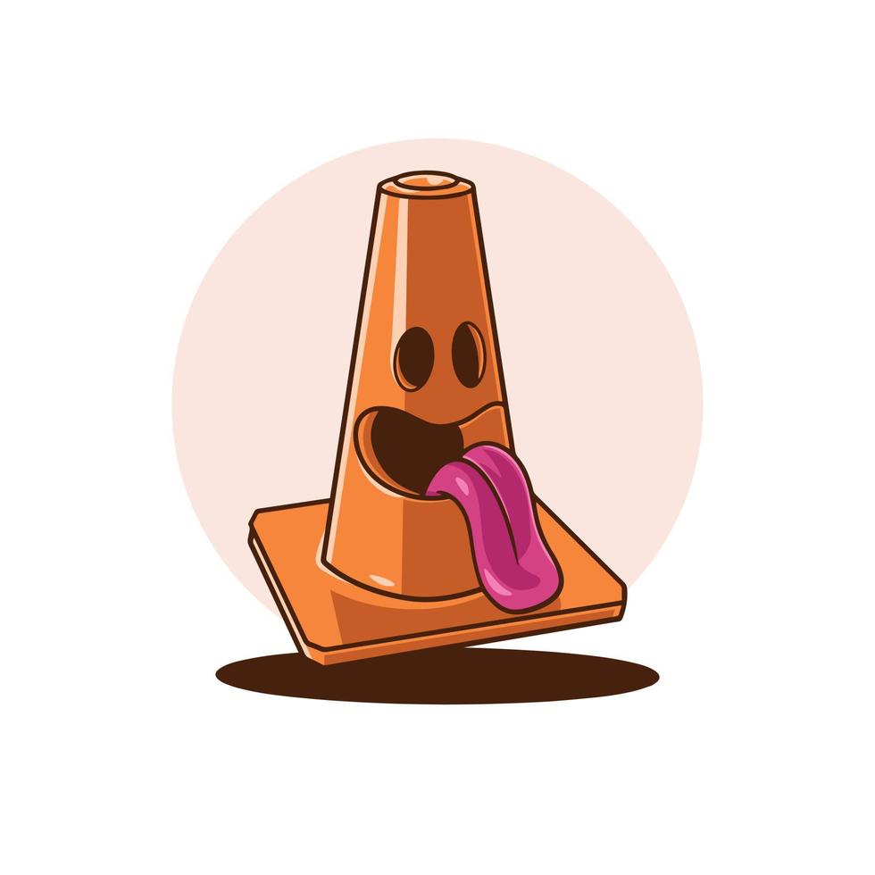 illustration cone construction kawaii characters. vector