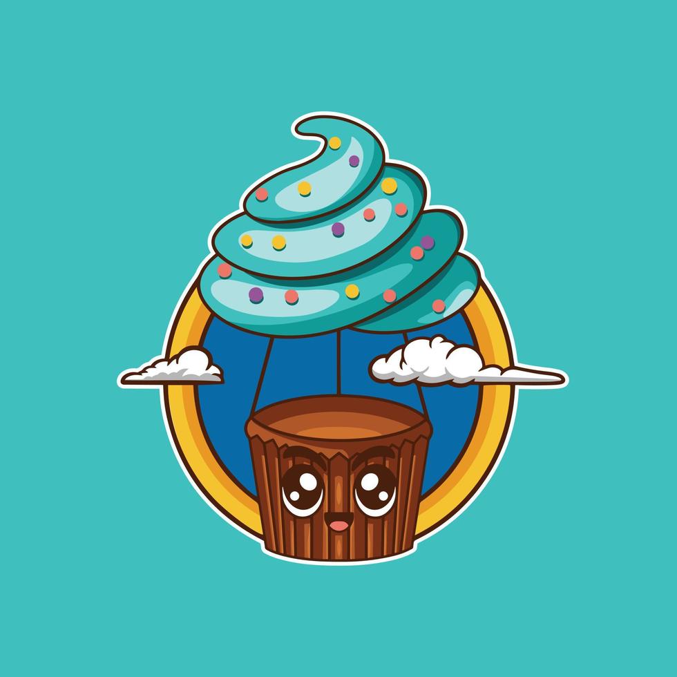 Character vector illustration Cake shop with hot air balloon theme.