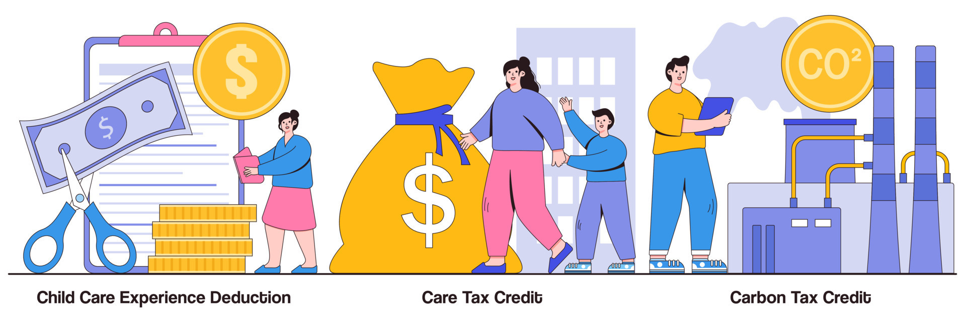 Child care experience deduction, care tax credit, carbon tax credit