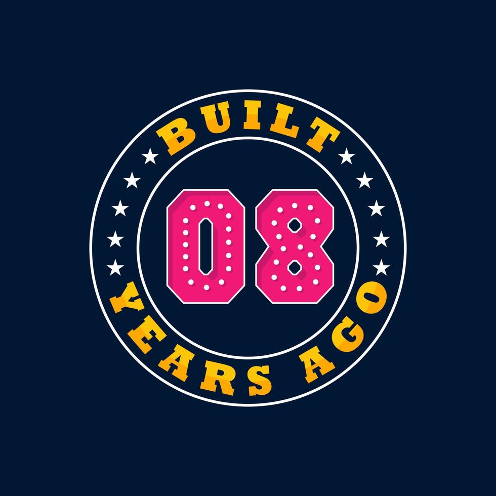 Built 8 years ago, 8th birthday celebration design vector