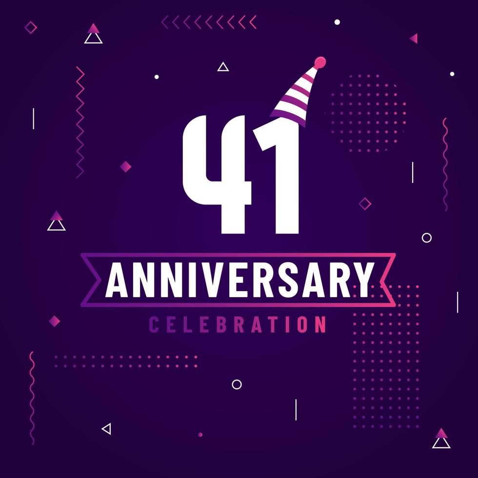 41 years anniversary greetings card, 41 anniversary celebration background free vector. vector