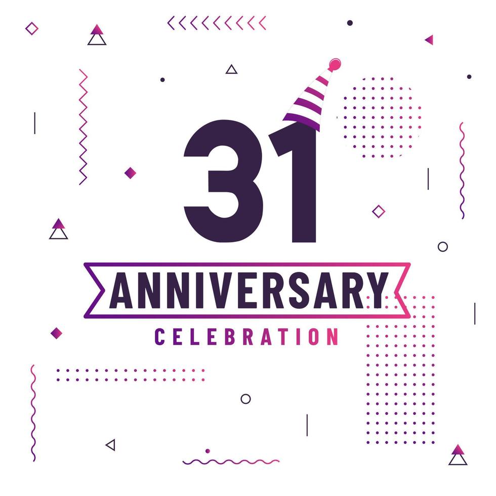 31 years anniversary greetings card, 31 anniversary celebration background free vector. vector