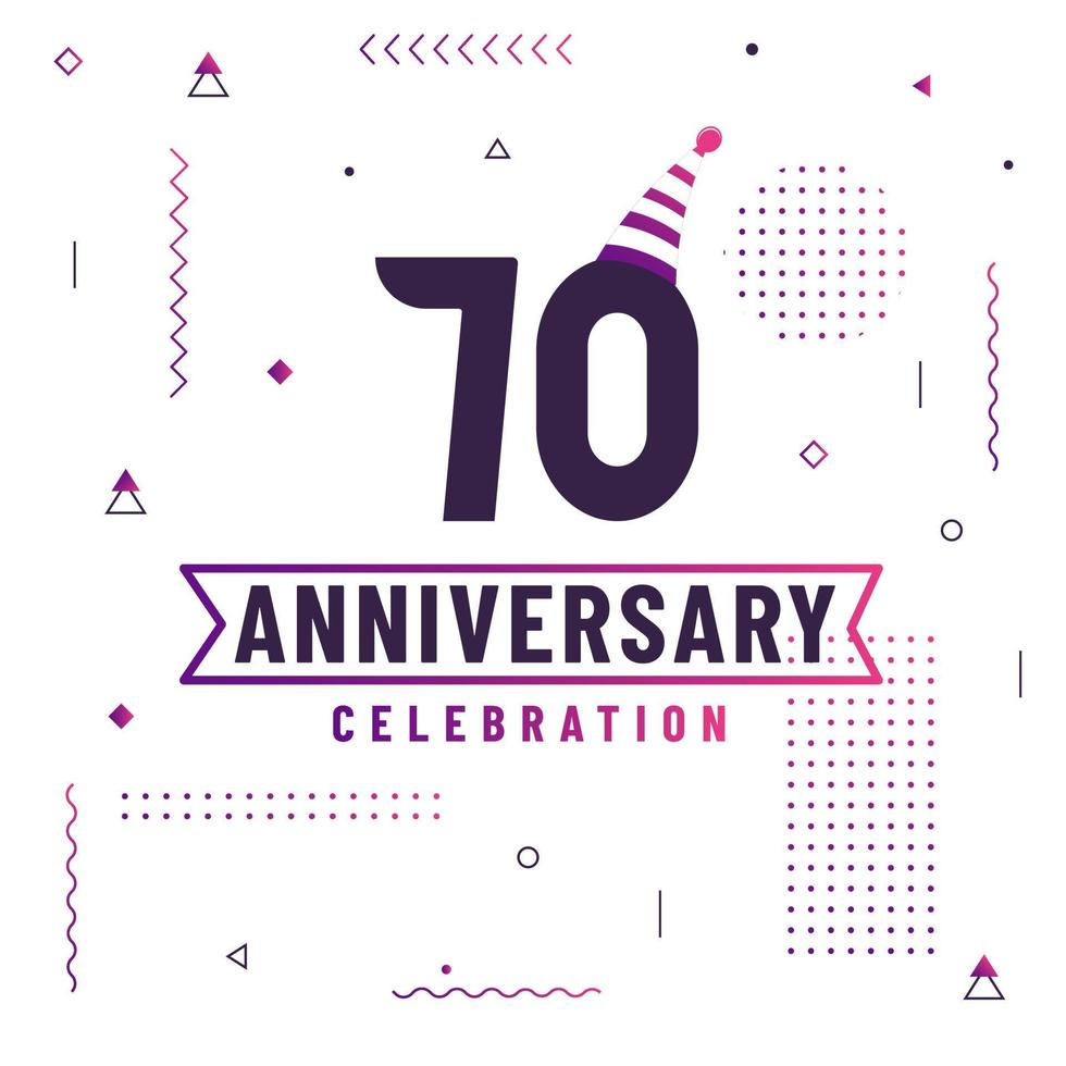 70 years anniversary greetings card, 70 anniversary celebration background free vector. vector