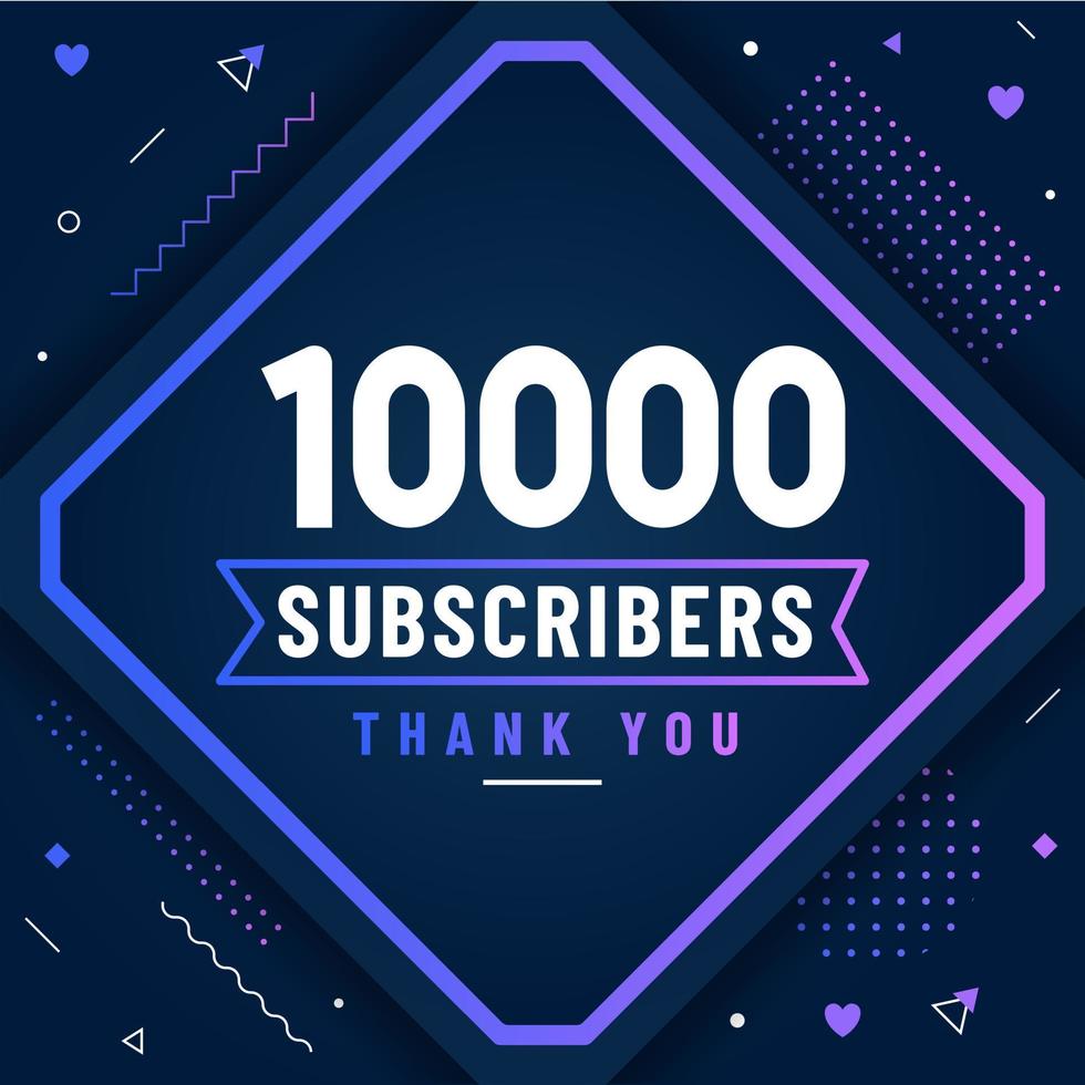 Thank you 10000 subscribers, 10K subscribers celebration modern colorful design. vector