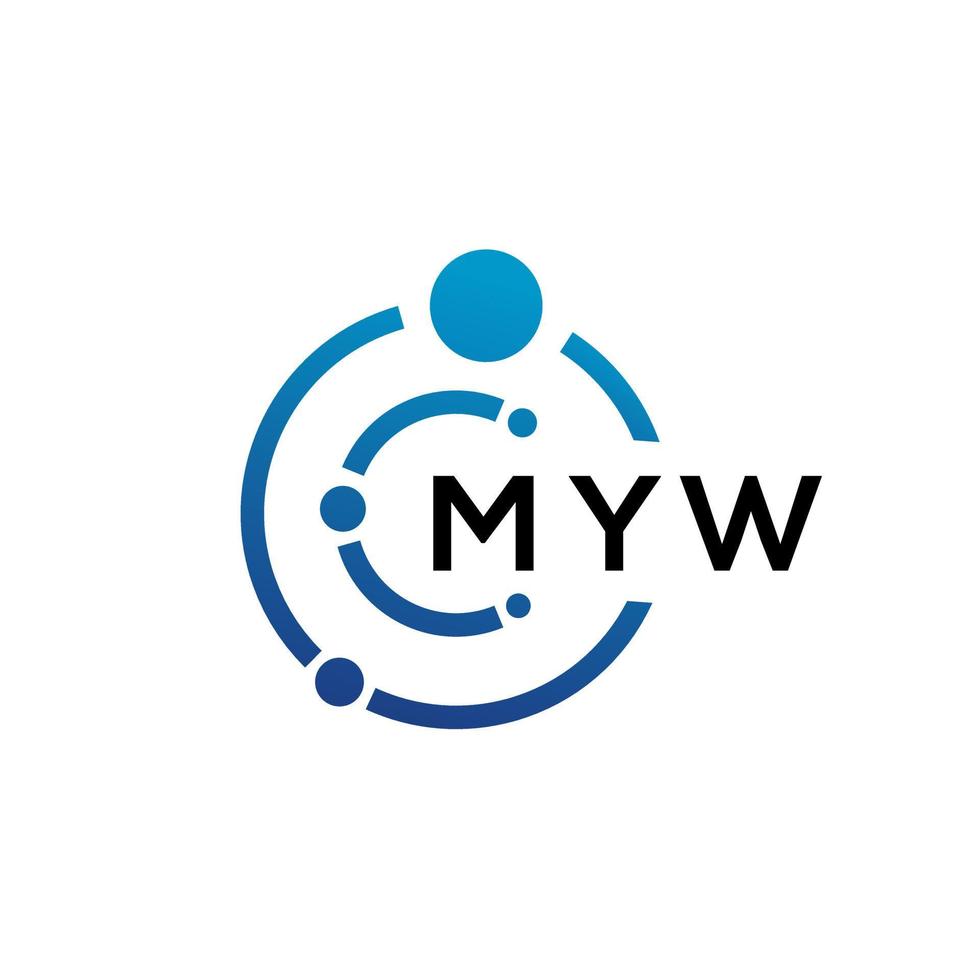 Diseño de logotipo de tecnología de letras myw sobre fondo blanco. myw letras iniciales creativas concepto de logotipo. diseño de letra myw. vector