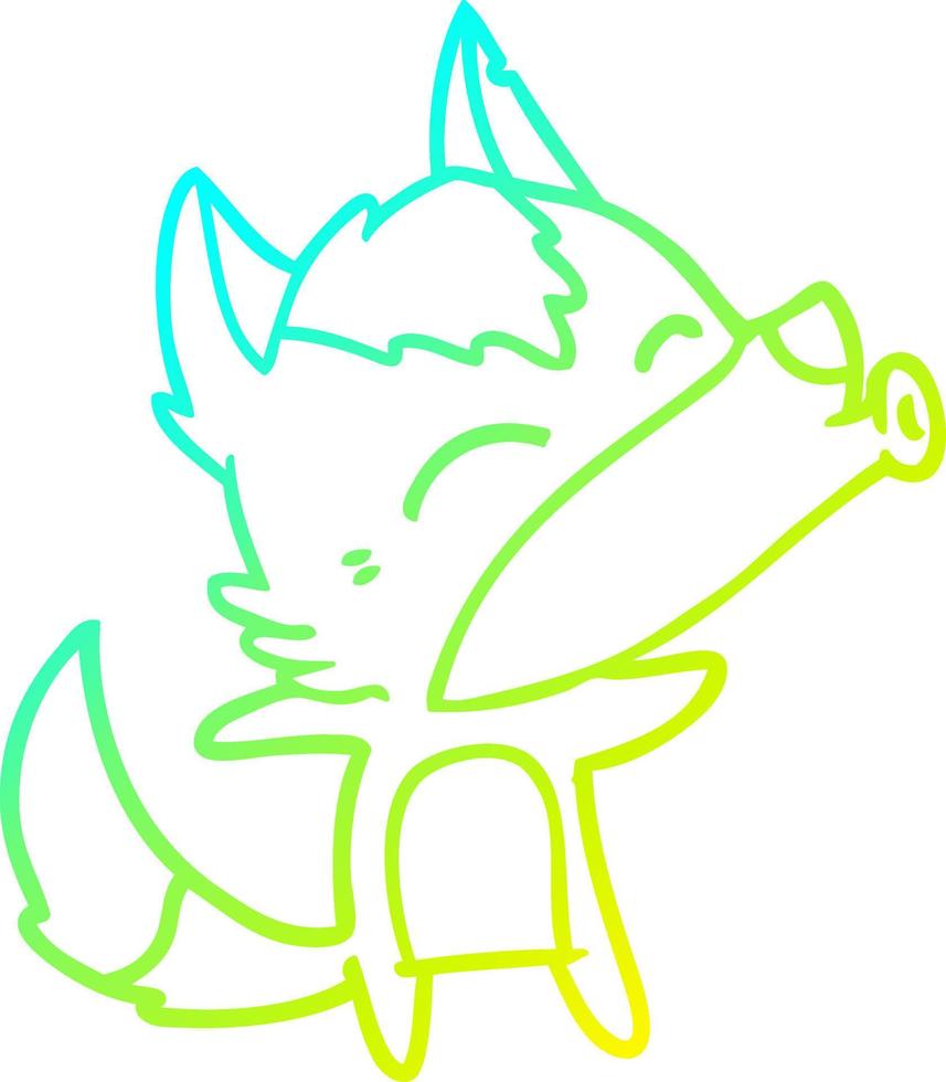 cold gradient line drawing cartoon howling wolf vector