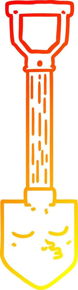 warm gradient line drawing cartoon shovel vector