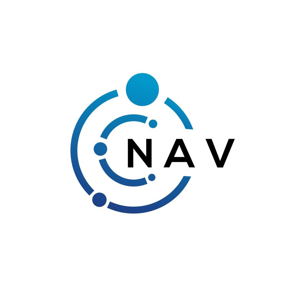 NAV letter technology logo design on white background. NAV creative