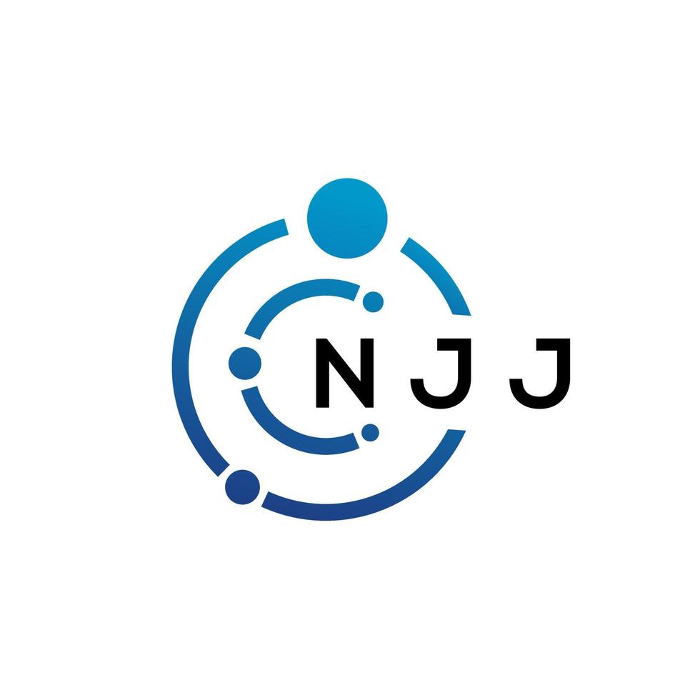 NJJ letter technology logo design on white background. NJJ creative initials letter IT logo concept. NJJ letter design. vector