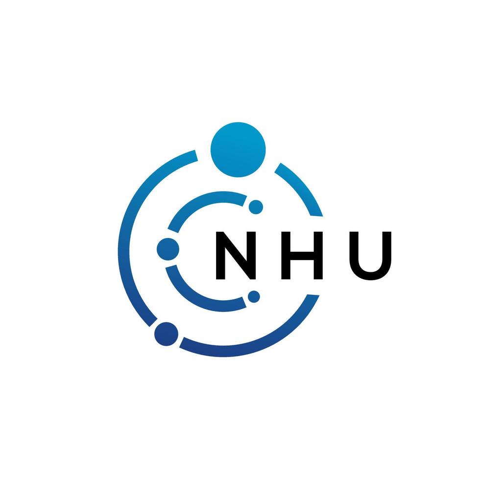 Diseño de logotipo de tecnología de letras nhu sobre fondo blanco. nhu letras iniciales creativas concepto de logotipo. diseño de letras nhu. vector