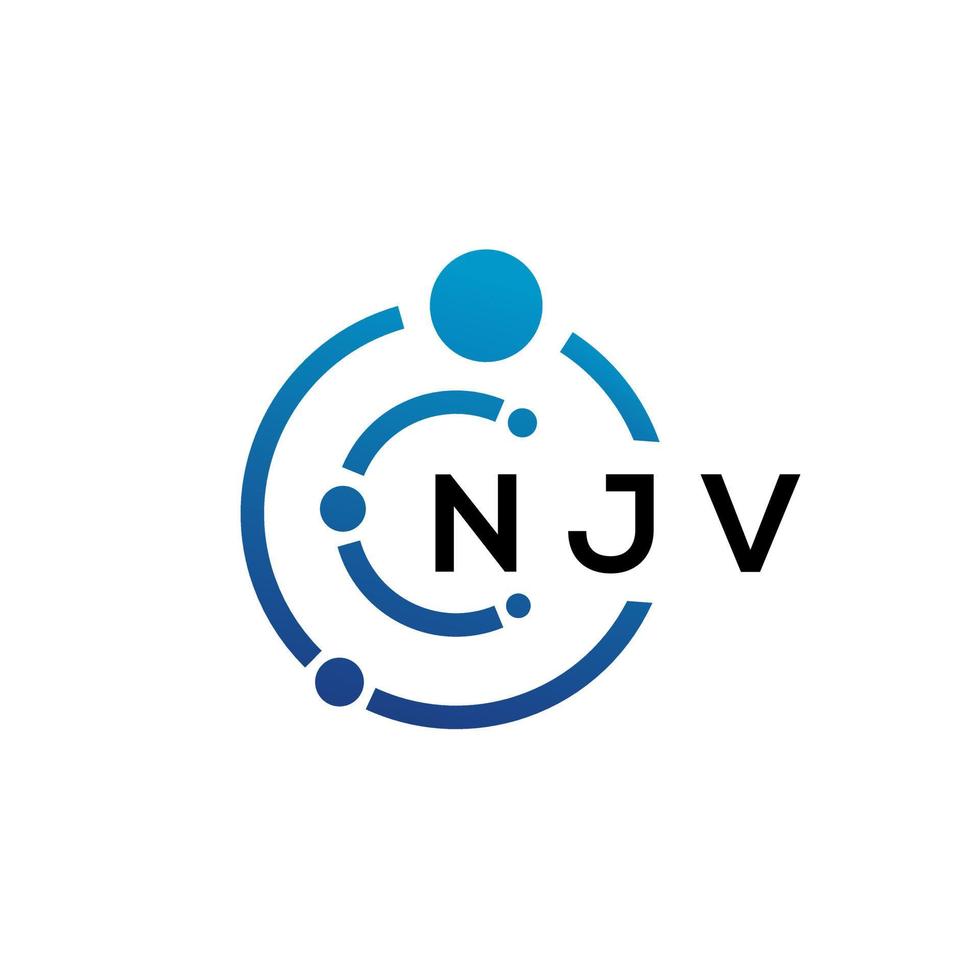 NJV letter technology logo design on white background. NJV creative initials letter IT logo concept. NJV letter design. vector