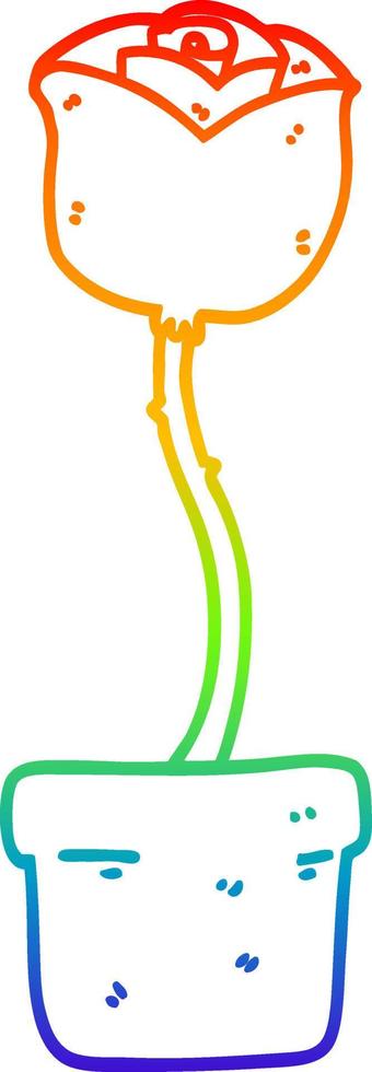rainbow gradient line drawing cartoon flower vector