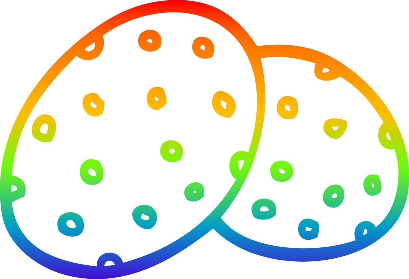 rainbow gradient line drawing cartoon cookies together vector