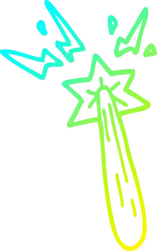 cold gradient line drawing cartoon magic wand vector