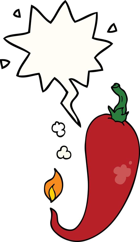 cartoon chili pepper and speech bubble vector