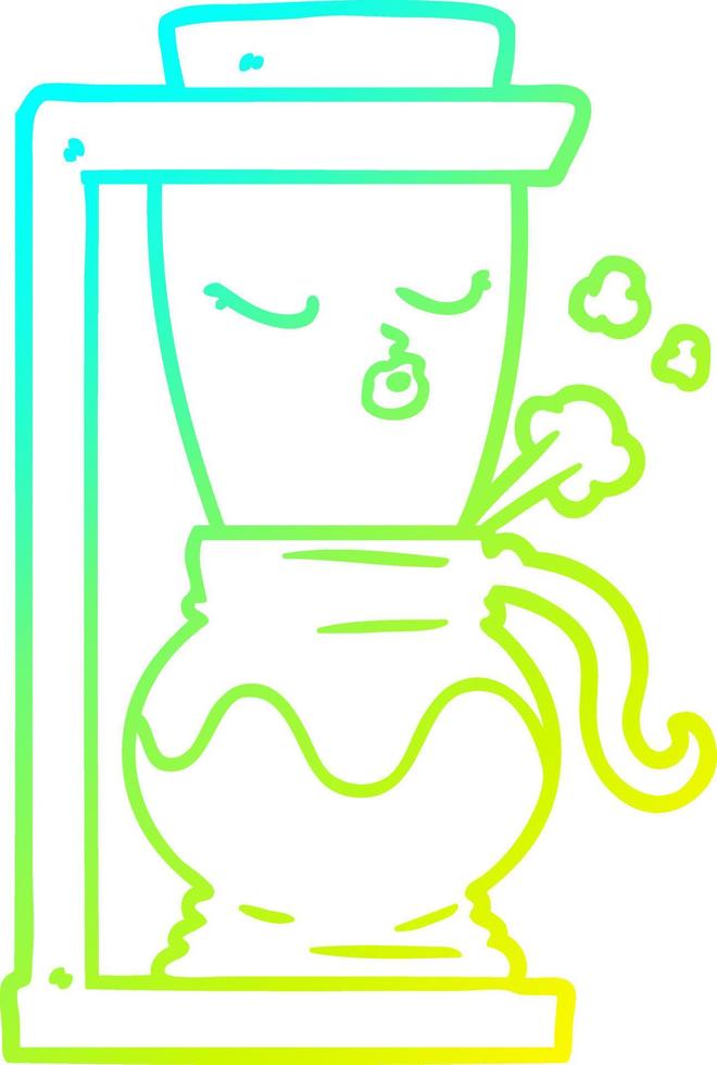 cold gradient line drawing cartoon filter coffee machine vector