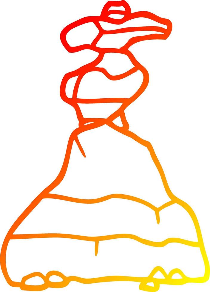 warm gradient line drawing cartoon of stacked stones vector
