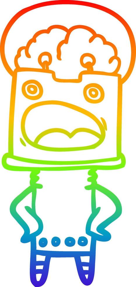 rainbow gradient line drawing cartoon robot vector