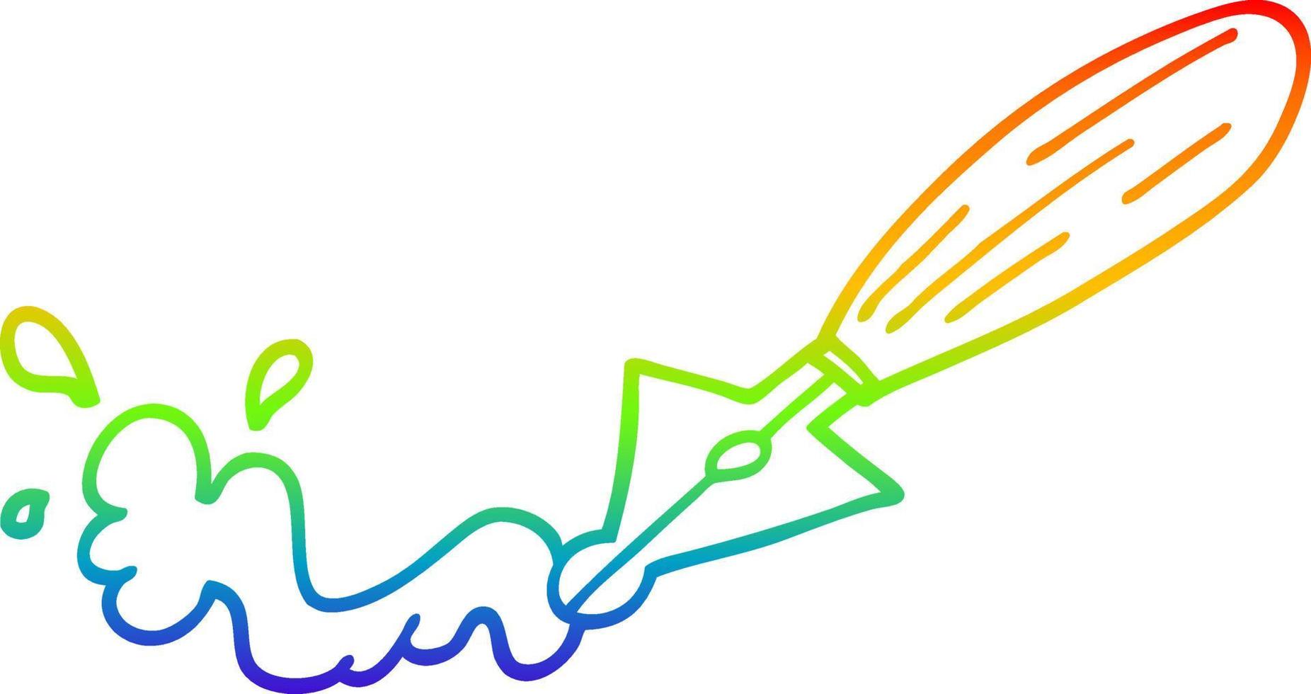 rainbow gradient line drawing cartoon fountain pen vector