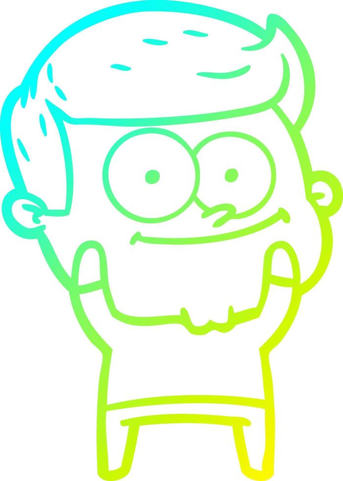 cold gradient line drawing cartoon happy man vector