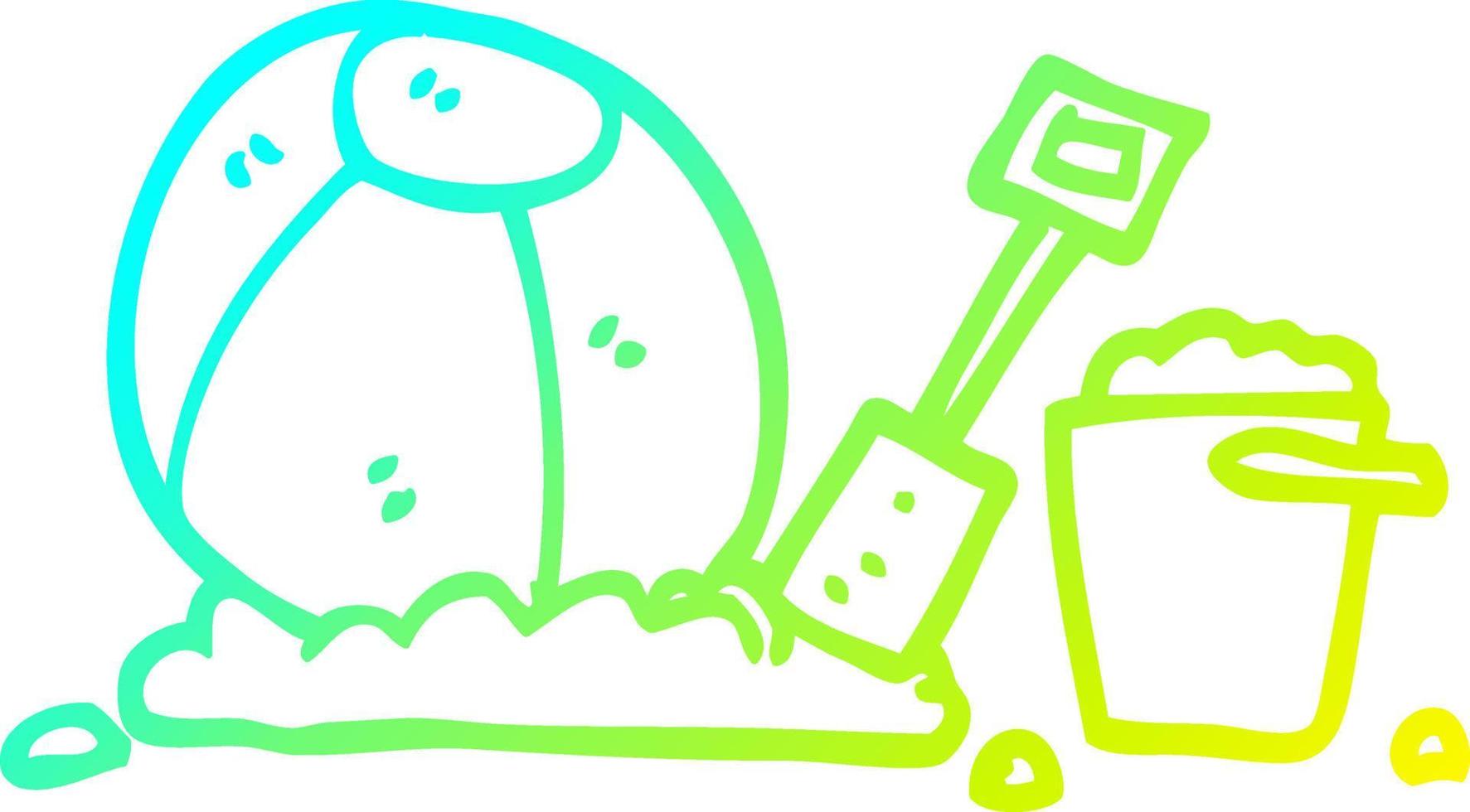 cold gradient line drawing cartoon beach objects vector