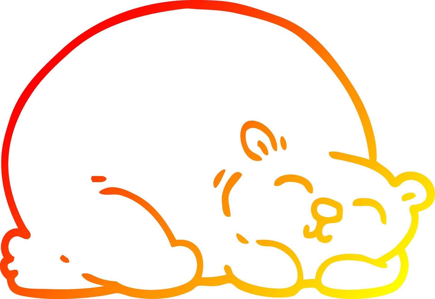 warm gradient line drawing cartoon happy polar bear sleeping vector