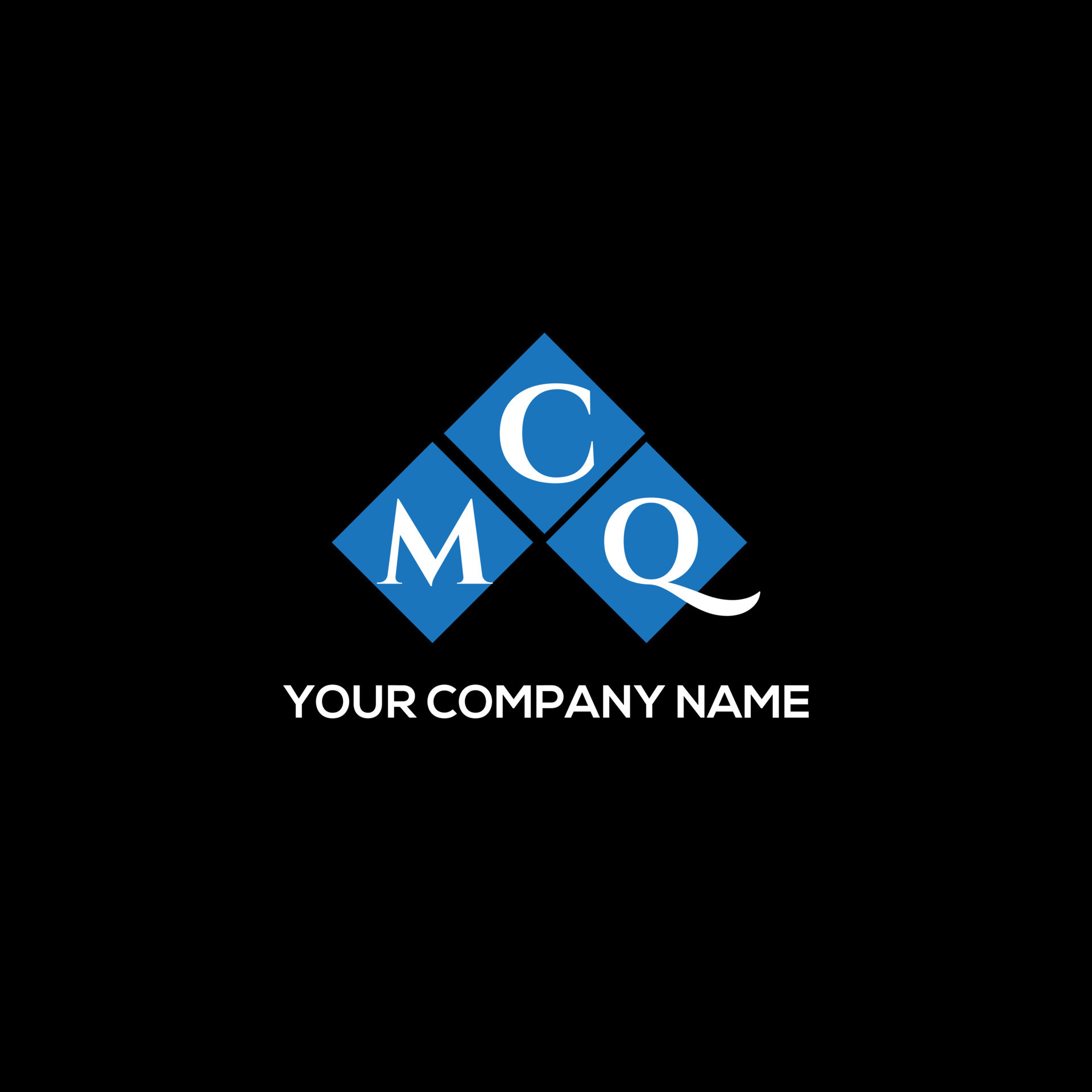MCQ letter logo design on BLACK background. MCQ creative initials
