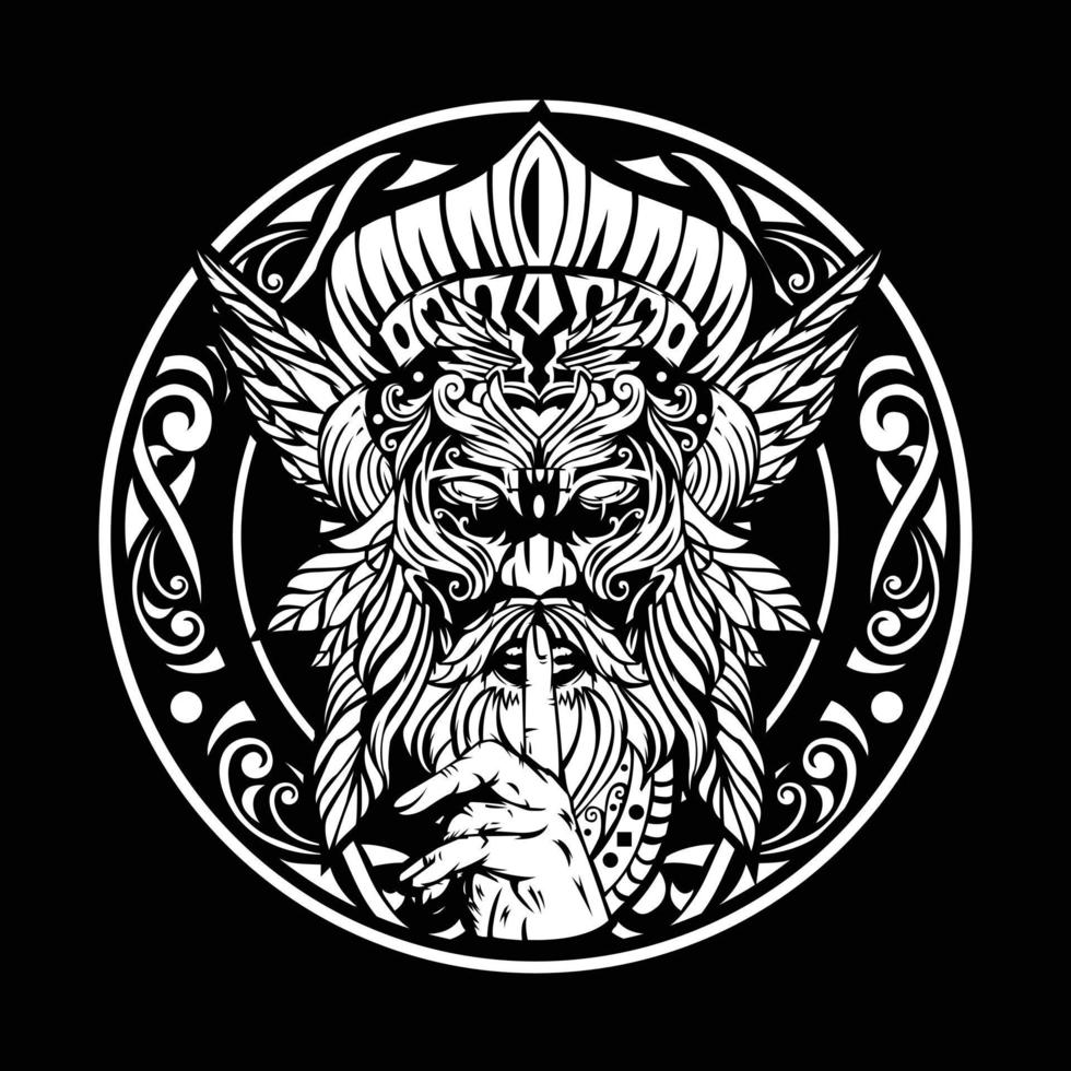 ilustración de tatuaje de cabeza de guerrero vector