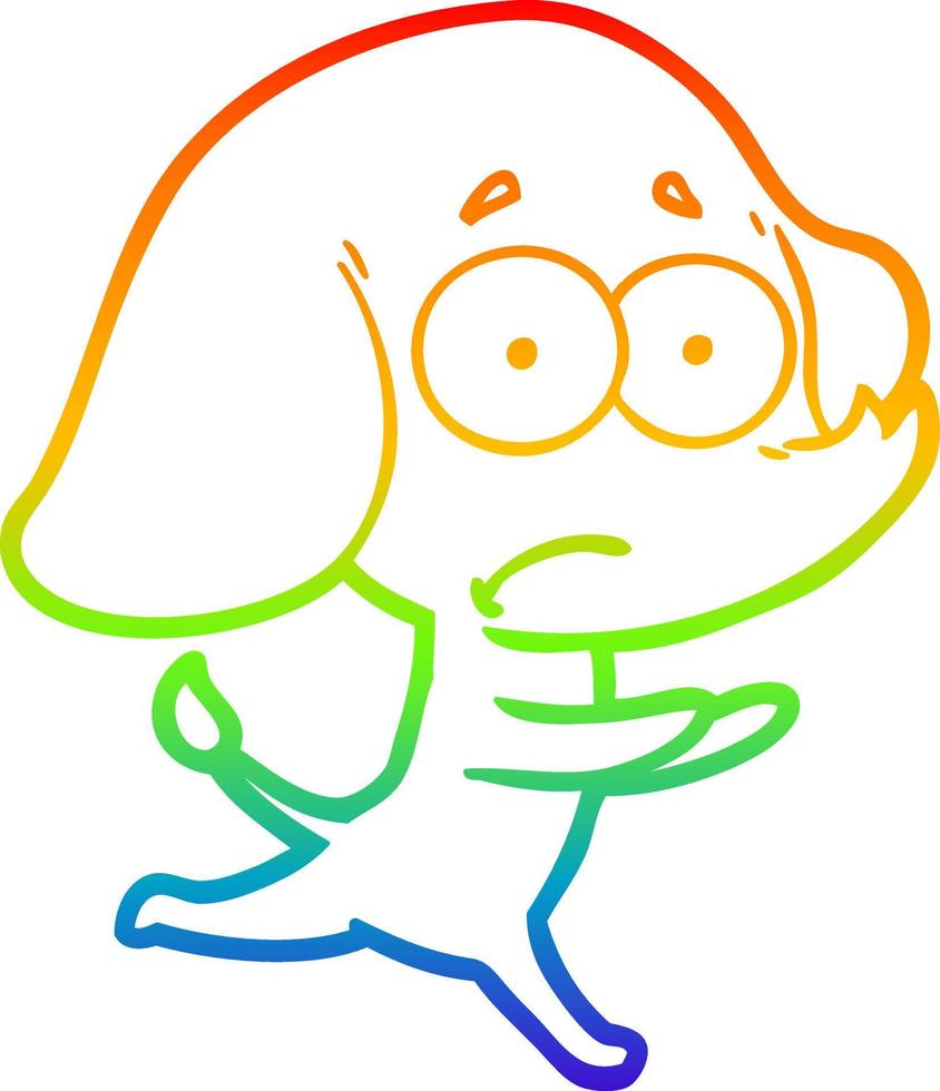 rainbow gradient line drawing cartoon unsure elephant running away vector