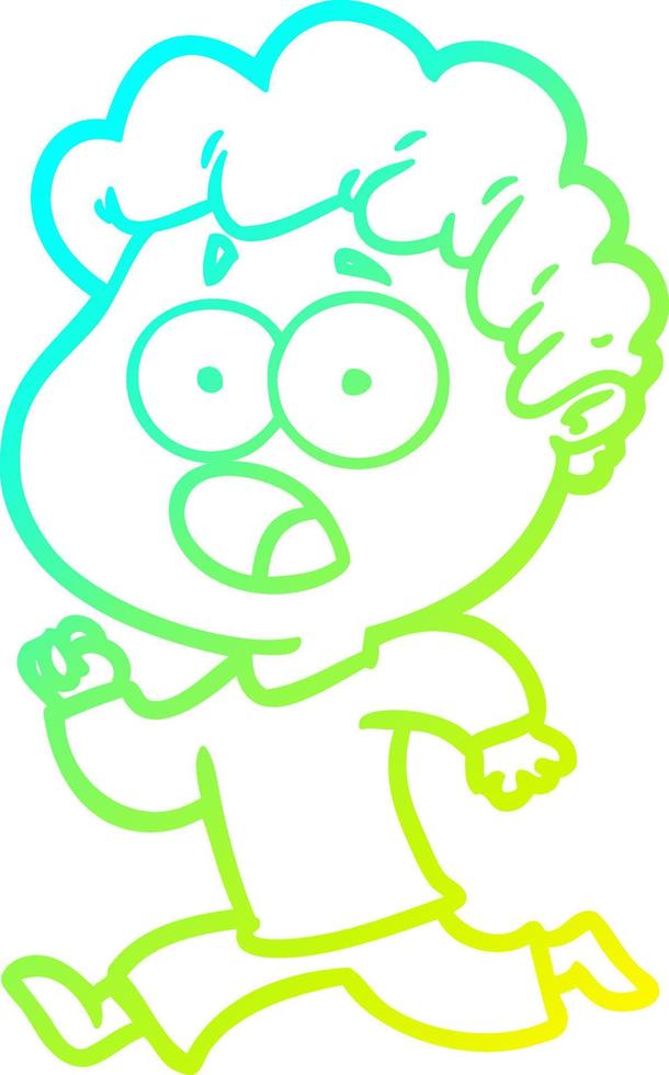 cold gradient line drawing cartoon man gasping in surprise vector