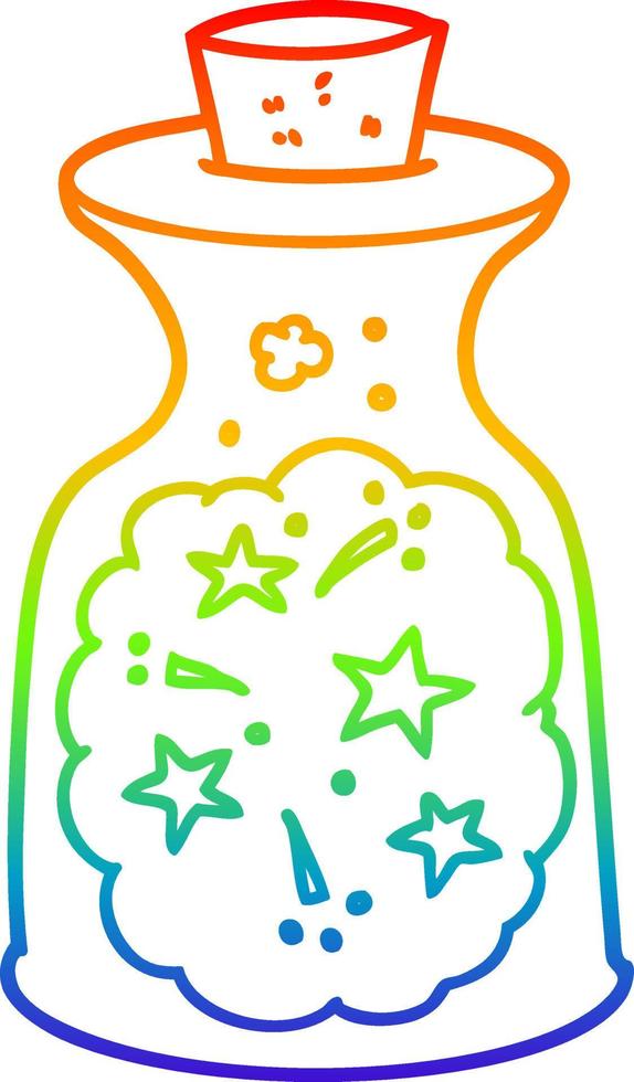 rainbow gradient line drawing cartoon magic potion vector