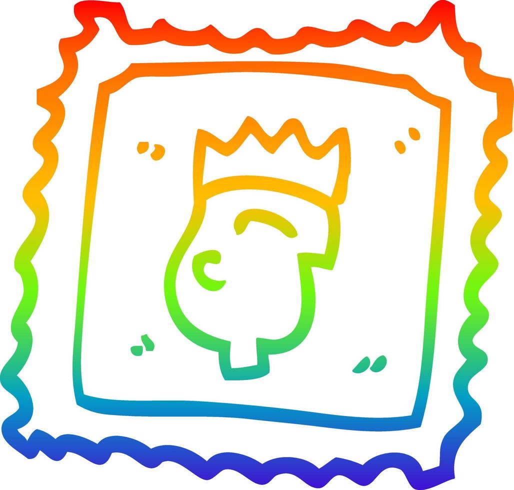 rainbow gradient line drawing carton stamp vector