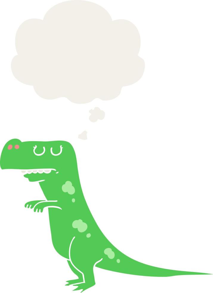 cartoon dinosaur and thought bubble in retro style vector