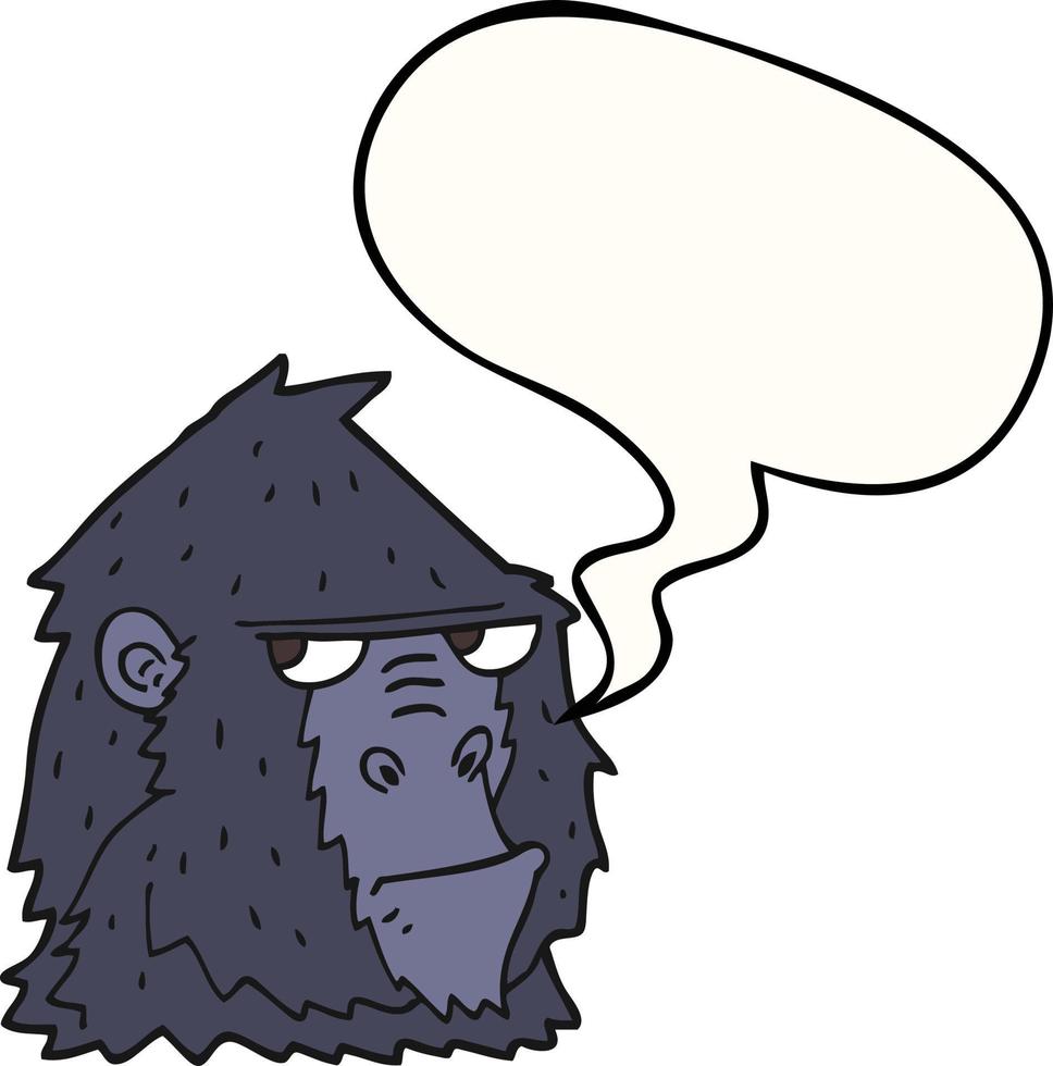 cartoon angry gorilla face and speech bubble vector