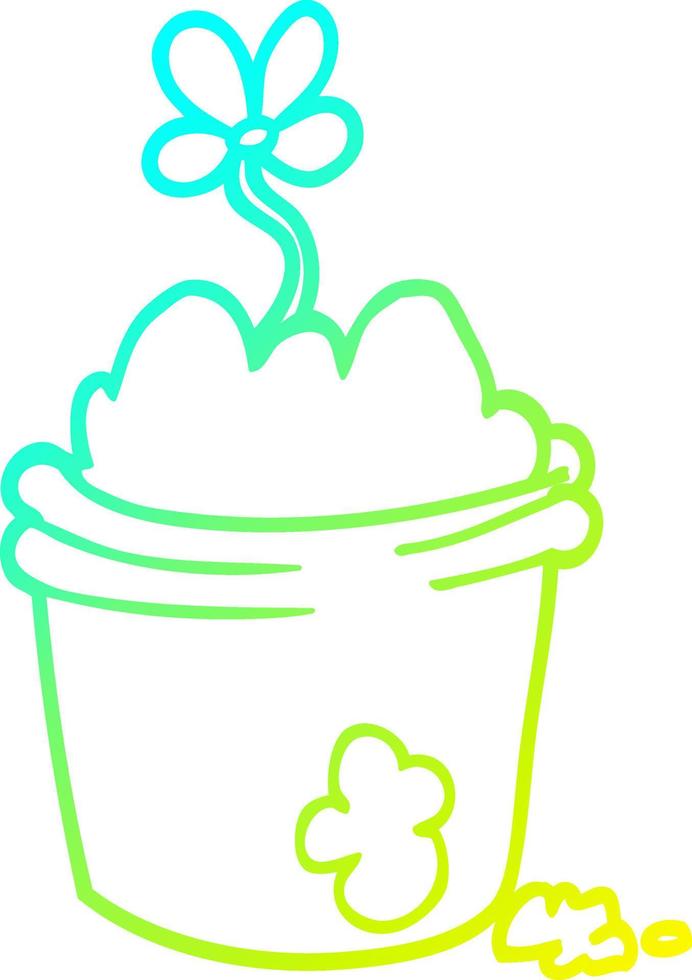 cold gradient line drawing cartoon flower pot vector