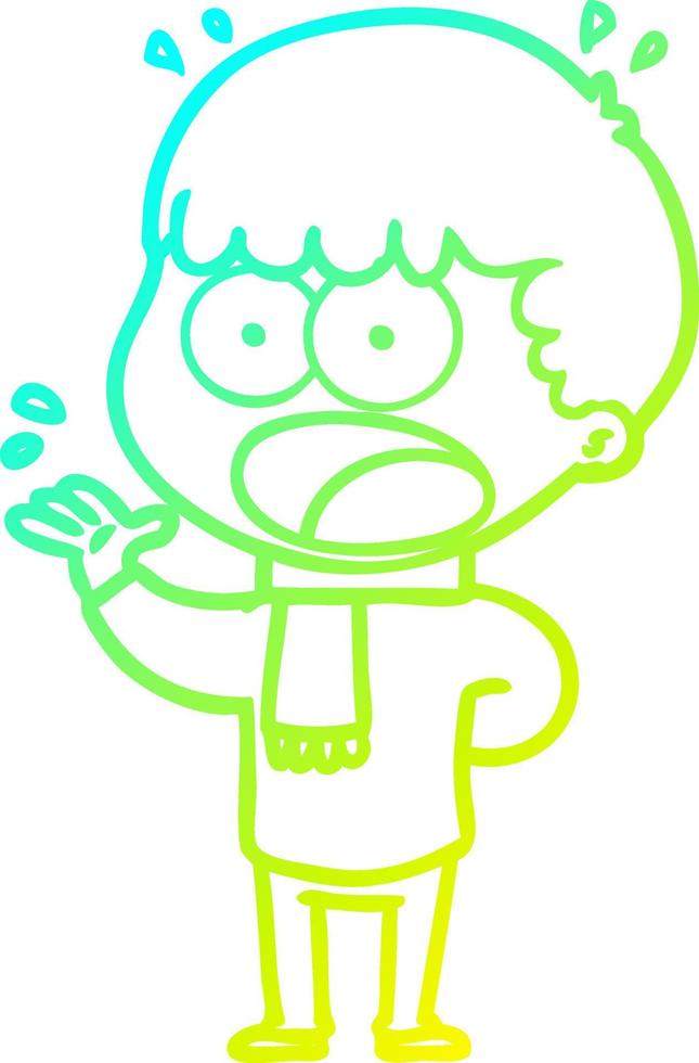 cold gradient line drawing cartoon shocked man vector