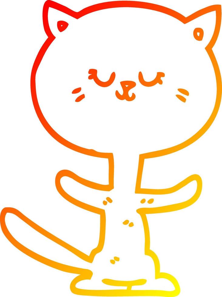 dibujo de línea de gradiente cálido gato bailando de dibujos animados vector