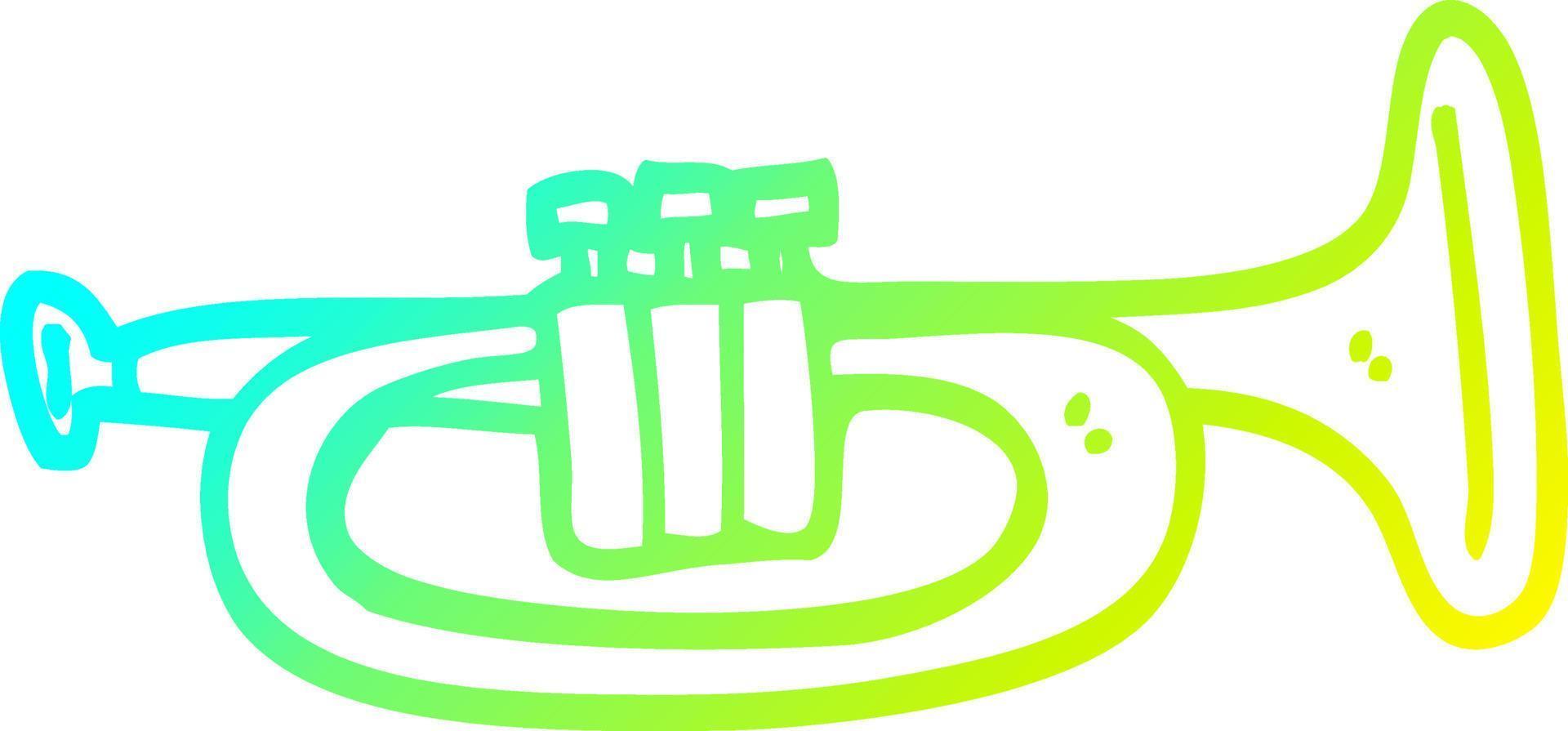 cold gradient line drawing cartoon trumpet vector