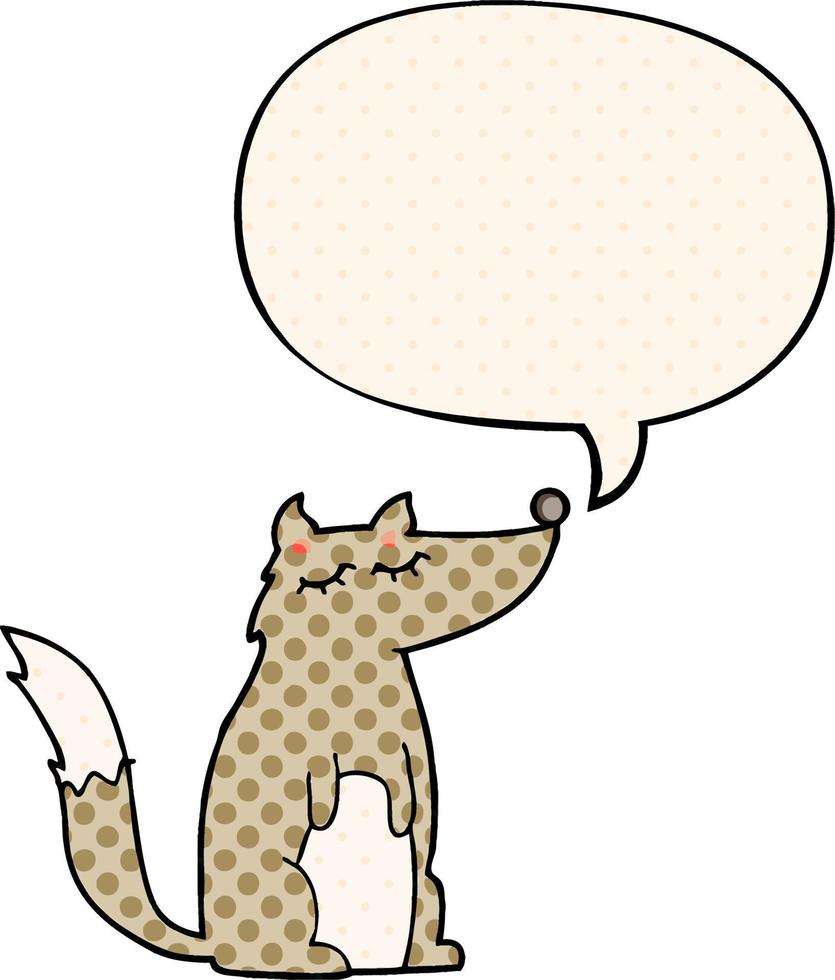 cartoon wolf and speech bubble in comic book style vector