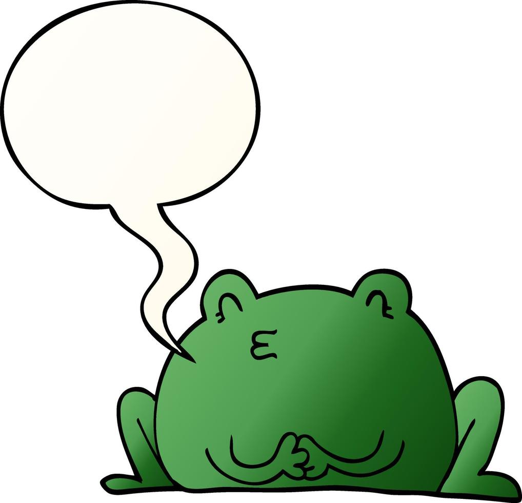 cute cartoon frog and speech bubble in smooth gradient style vector