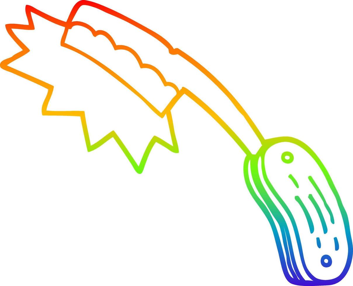 dibujo de línea de gradiente de arco iris maquinilla de afeitar afilada de dibujos animados vector