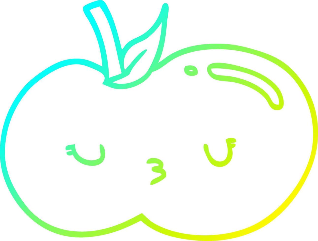 cold gradient line drawing cartoon cute apple vector