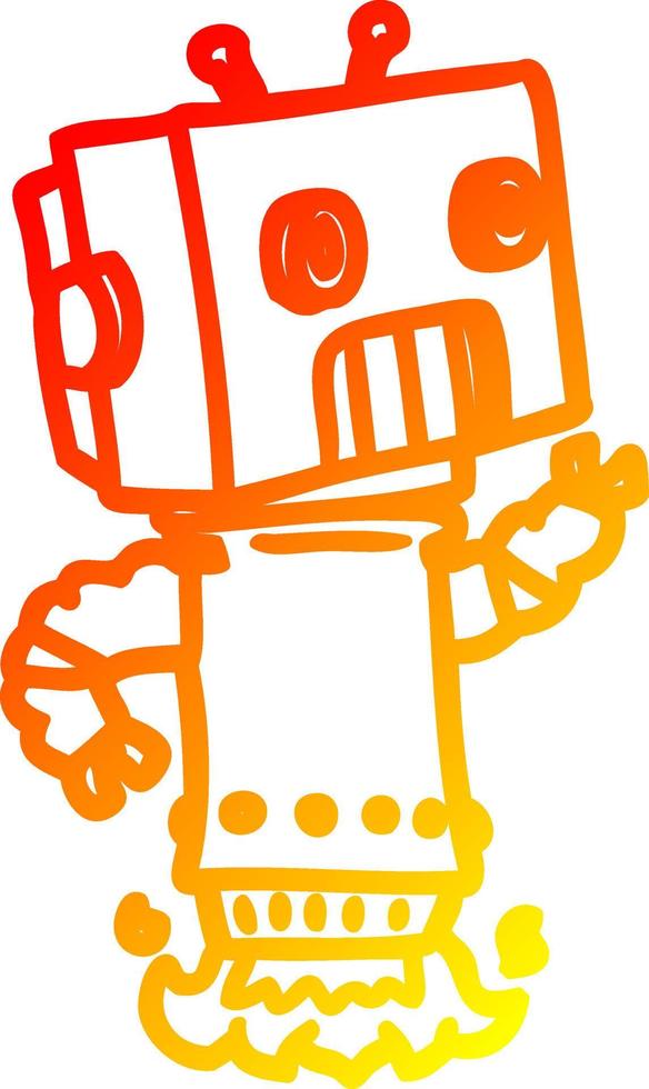 robot de dibujos animados de dibujo lineal de gradiente cálido vector