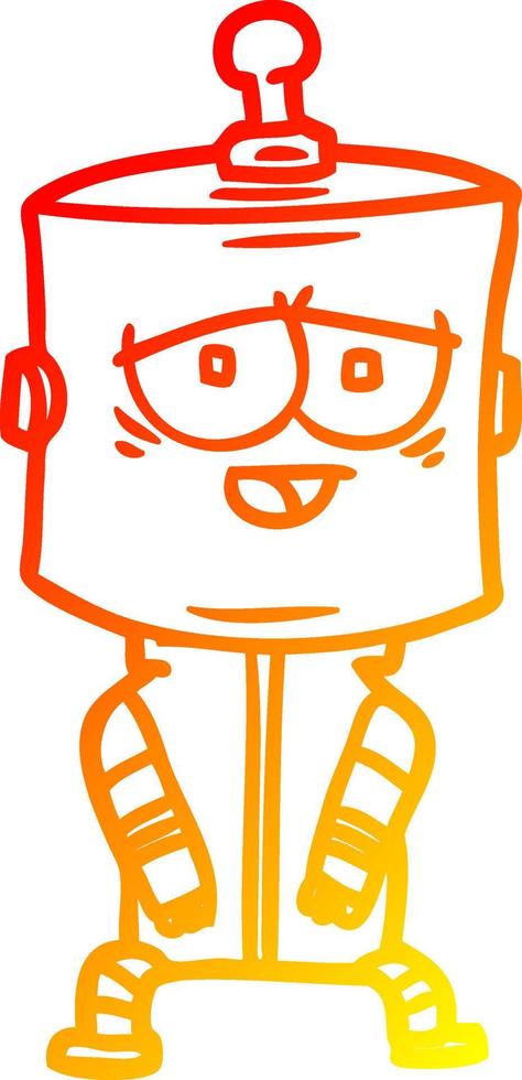 warm gradient line drawing cartoon robot vector