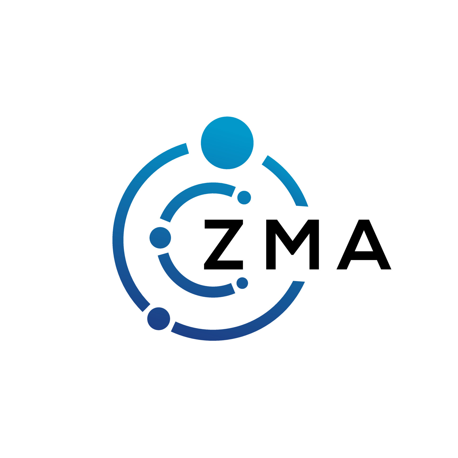 ZMA letter technology logo design on white background. ZMA creative