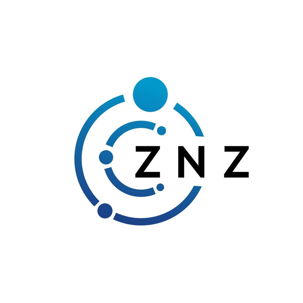 ZNZ letter technology logo design on white background. ZNZ creative initials letter IT logo concept. ZNZ letter design. vector