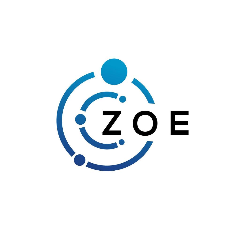 ZOE letter technology logo design on white background. ZOE creative initials letter IT logo concept. ZOE letter design. vector